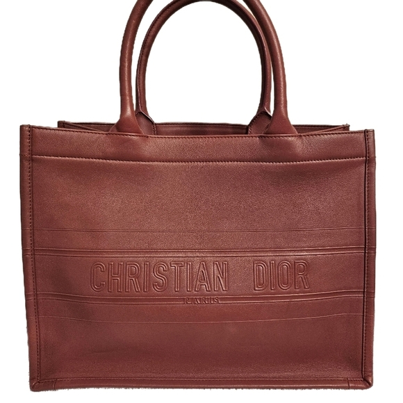 Dior Handbags - 🌸 Christian Dior Medium Leather Book Tote – Dark Mauve | Entrupy COA 🌸